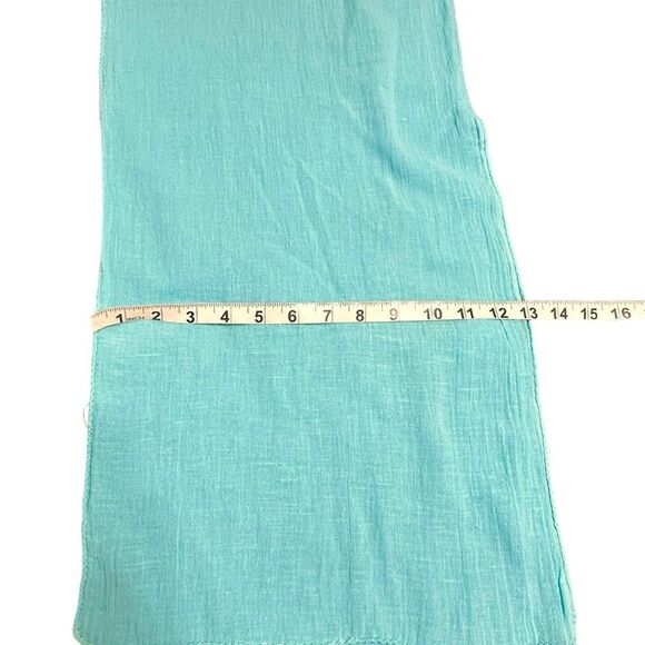 Vintage Boho Crinkly Indian Cotton Turquoise Scarf  unisex - Picture 9 of 9